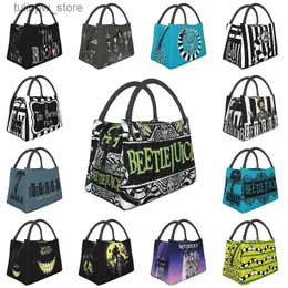 Bento Boxes Horror Movie Beetlejuice Portable Lunch Box Tim Burton Style Cooler Thermal Food Insulated Lunch Bag Office Work Pinic Container L240311