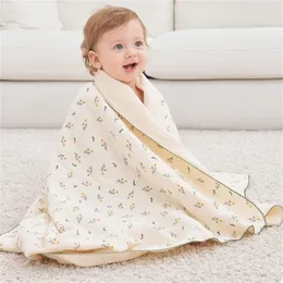 Filtar baby muslin haklapp för att äta född wrap filt saliv handduk blommig burp tyg kvadrat tvätt spädbarn unisex sängkläder a2ub