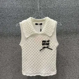 Designer Mi24 SpringSummer New Series Heavy Industry Nail Diamond Bow Decorative Hollow Ärmelloses Strick-Tanktop NIUR