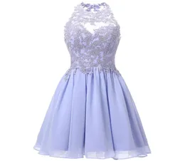 Halter curto vestidos de baile para adolescentes chiffon rendas apliques juniores vestidos de baile keyhole volta 8th grade festa dress7302055