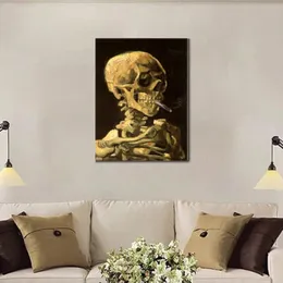 有名なヴィンセント・ヴァン・ゴッホの油絵の再生手描きの頭蓋骨の燃えたタバコキャンバスART2267