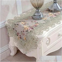 Tavolo runner bandiera da tavolo fiore ricamato top verde elegante europa in pizzo pastorale stampato corridore decorazioni per la casa runners hm384 dhpjg