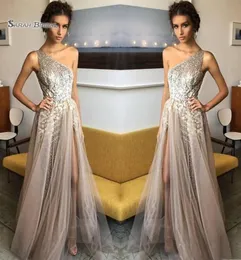 2019 One Shoulder Aline Sequined Prom Dresses Tulle Evening Wear i S Highend -tillfälle klänning2928548