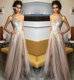 2019 um ombro aline lantejoulas vestidos de baile tule noite wear em s highend ocasião dress2928548