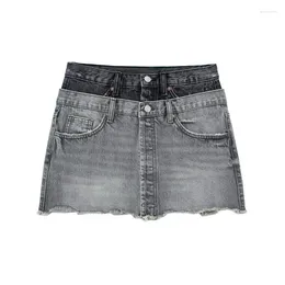 Skirts Pair Of Waist Trimmed Denim Sexy And Charming Vintage Style High-waistedW Women's Fashion Miniskirt