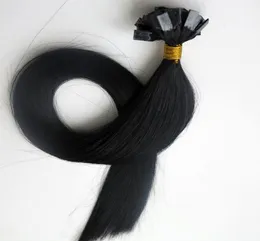 Vorgebundene brasilianische Echthaarverlängerung mit flacher Spitze, 50 g, 50 Stränge, 18, 20, 22, 24 Zoll, 1 tiefschwarze indische Haarprodukte5473148