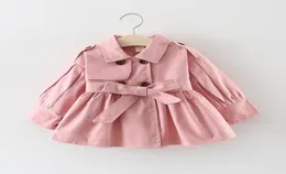 New Childrens Clothing Girl Autumn Princess Coat Solid Color Mediumlong Single Breasted Trench Baby Outerwear9536047