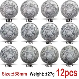 12pcs عملات مكسيكو 1886-1897 Copy Coins 27g Eagle Coins Collectible251z