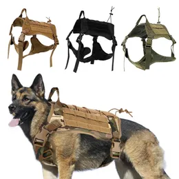 Taktisk hund Harness koppel Set Militär No Pull Pet Training Vest Collar för medelstora hundar Outdorr vandring Molle Lead Chest ST2485