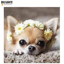 Resimler diadiy tam kare 5d diy elmas boya sevimli köpek nakış chihuahua çapraz dikiş rhinestone mozaik sanat1280j