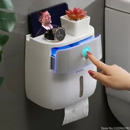 ポータブルトイレットロール紙ホルダープラスチック防水ダブルレイヤーディスペンサー用バスルームアクセサリー240301