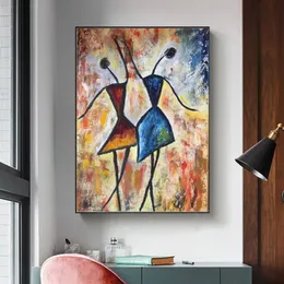 Moderne dekorative Malerei afrikanische Kunst Mädchen tanzen bunte Wand Poster abstrakte Bilder für Wohnzimmer Leinwand Prints281u