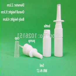 100 pçs/lote 5ml frascos de spray nasal, esterilizado 5ml plástico nariz névoa spray garrafa com 18/410 pulverizador nasal bomba/tampão hwubg