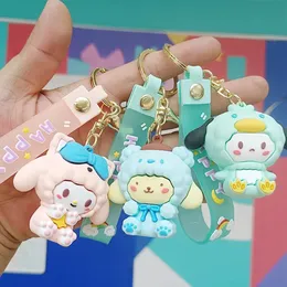 2024 Söt melodi Cinnamoroll Keychain Toys Dolls Kawaii Cartoon Kuromi Pendant Keyring Accessories PVC Bag Car Keychains