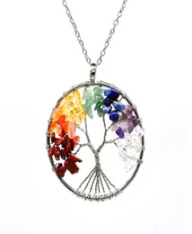 16pcset Tree of Life Necklace 7 Chakra Stone Beads Natural Amethyst Sterlingsilverjewelry Chain Choker Necklace Pendant for WOM8975617