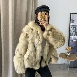 Coat Fox Fur Grass Kadın Büyük Boy Gençlik Kore Zayıflama ve Et Kaplama 2023 Kış Yeni Baskı 4155