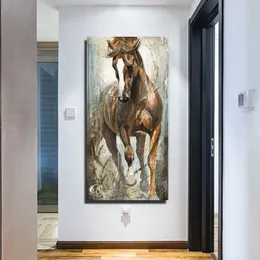 Nordic Running Horse Oil Painting On Canvas Art Prints Wall Art Animal Poster Bilder för Europa klassisk rumsdekoration297y