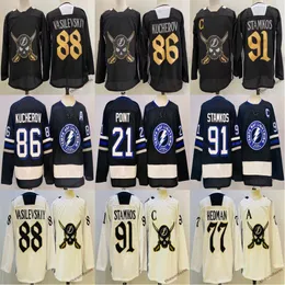 2024 Men's 91 Steven Stamkos 88 Andrei Vasilevskiy Tampa Bay 86 Nikita Kucherov 21 Brayden Point 77 Victor Hedman Hockey Jersey Stitched S-3XL