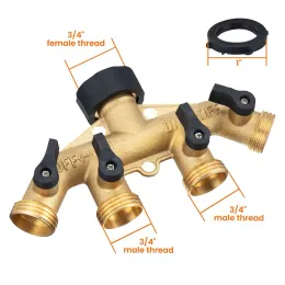 Złącza 1PCS 4 -Way Garden Wąż Ogród Solidny mosiądz 3/4 "wątek kran adapter zawór zaworu Złącza Dystrybutor irygacja