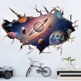 Simanfei espaço galáxia planetas adesivo de parede à prova dwaterproof água vinil arte mural decalque universo estrela papel parede crianças quarto decorar 201106220z