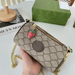 Tasarımcı Ophidia Çanta Kadınlar Zincir Mini Omuz Çantası Lüks G Çilek Gil Yastık Crossbody Messenger Cüzdan Kadın Telefon Para Çantası Küçük Tote Çanta