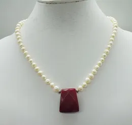 67mm Natural White Freshwater Pearl Necklace Semi Jewel Pendant Classic italienska smycken 17 240311