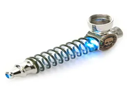 4 inches Springloaded metal pipe with lamp portable removable skull screw pipes mini alloy handpipe smoking accessories9310727