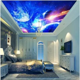 Özel PO 3D Tavan Duvar Resimleri Duvar Kağıdı Serin Yıldız Evren Gezegen Ev Dekoru Oturma Odası Duvarlar için 3 D Duvar Kağıtları201U