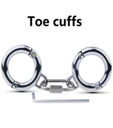 Mais recente punhos de dedo do pé de aço inoxidável ajustáveis travando fetiche bdsm tortura bondage jogos adultos brinquedos sexuais para casais y2011188762225