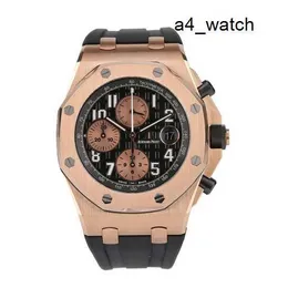 Quartz Athleisure AP Watch Epic Royal Oak Offshore Series 26470or Rose Gold X Panda Plate Crocodile Belt Mens Chenseping Fashion Leisure Sports Watches