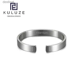 Beaded KULUZE Original Titanium wristband 100% Pure titanium Golf Athletic Bracelet Men Women C-Shaped cuff Bangle Bracelet fashionGiftL24213