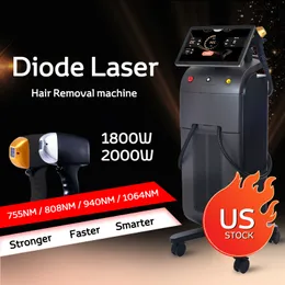 4 våglängd Diode Laser Hårborttagningsmaskin Depilation 755 808nm 1064 940 Handtagande Laserstång permanent för alla hudtyper