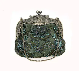 Специальное предложение Зеленая женская банкетная мини-сумочка, клатч, свадебная вечерняя сумка, расшитая бисером и блестками, кошелек для макияжа Mujer Bolso 2583Y 240304