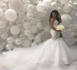 Abiti da sposa africani a sirena 2024 con scollo a cuore e perline in pizzo, abiti da sposa vintage taglie forti avorio