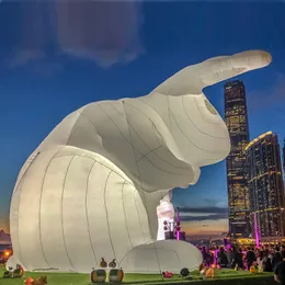 wholesale LED lighting 4/6m 13.2/20ft white giant inflatable easter bunny rabbit for Mid-Autumn Festival decoration