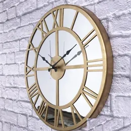 Väggklockor Markakanvas Mirror Metal Clock 50cm Dekorativt vardagsrum Stor vintage heminredning251U Drop Delivery Garden Decor Dhjys