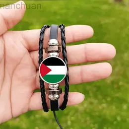 Bangle Palestine Flag Time Leather Armband Mens och Womens Retro Multi-Layered Woven Boved Armband Smycken Fashion Accessories LDD240312