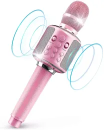 Mikrofony Przenośna karaoke mikrofon Bluetooth bezprzewodowy mikrofon z mikrofonem z duet sing rekord Play Reverb Adult Kid Prezent dla domu KTV