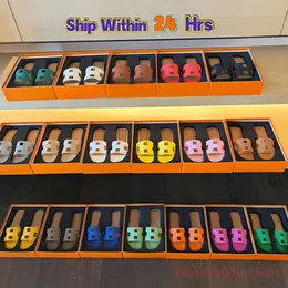 En İyi Kalite Tasarımcı Terlik Klasik Sandalet Orijinal Deri Moda Ayakkabıları Bayanlar Slipper Beach Düz Topuk Flip Flops Toz çantası Boyutu 34-43
