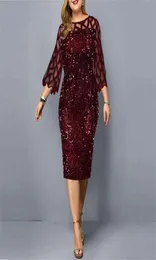زائد الحجم فستان للنساء الصيفية الحزب es sexy الترتر الأنيقة النبيذ الأسود الأحمر الملابس المسائية عارضة 3XL 4XL 5XL 2106186926388