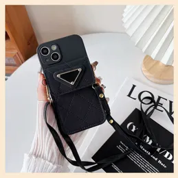 Sleek Design Crossbody Phone Case, Triangle Plaque Case for iPhone 15 Pro Max 13 Pro 12 14 Pro 11 X xr xsmax Premium Designer Leather Metal Letter Phone Case