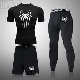 Camisa de compressão masculina rashguard fitness manga curta correndo camisa homem ginásio t camisa calças esportivas t camisa masculina 240306