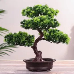 Festival Potted Plant Simulation Decorative Bonsai Home Office Pine Tree Gift Diy Ornament Lifelike Accessory Artificial Bonsai LJ300O