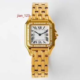 Projektant Panthere Para zegarków 22 mm 27 mm Kwartał Ruch Watch Diamond Sapphire Sapphire Crystal Square Square Prezenty Bateryjne Para z torbą