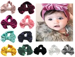 INS GIRLS GOLD VELVET BOW HEADBAND KIDS BOW KNOT TURBAN HAIR BAND 2018 NEW 어린이 부티크 헤어 액세서리 11 색 Bandanas K5632974