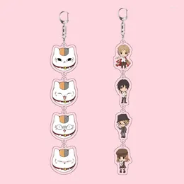 keychains natsume yuujinchou offriends猫猫の先生ロングアクリルかわいいアニメストリングキーリングジュエリードロップのためのキーチェーン