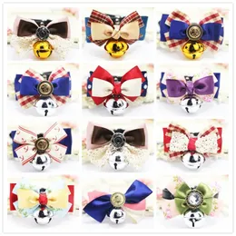 Vestuário para cães Pet Cat Collar Jóias Alça de ombro ajustável Bow Tie Bell Puppy Supplies