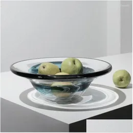 Dishes Plates Modern Light Luxury Home Accessories Glass Fruit Tray El Restaurant Desktop Decoration Simple Household Soft Drop De Dhd0R