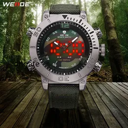 Weide Man 럭셔리 브랜드 캐주얼 쿼츠 운동 시계 LED 디지털 아날로그 나일론 스트랩 위장 다이얼 손목 시계 relogio