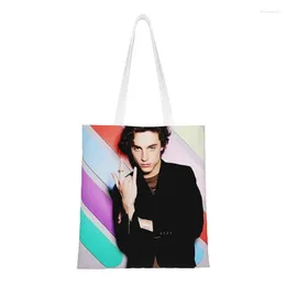 Torby na zakupy zabawny druk Timothee Chalamet Tote wielokrotnego użytku Canvas Shopper ramię 90s TV Actor Torebka